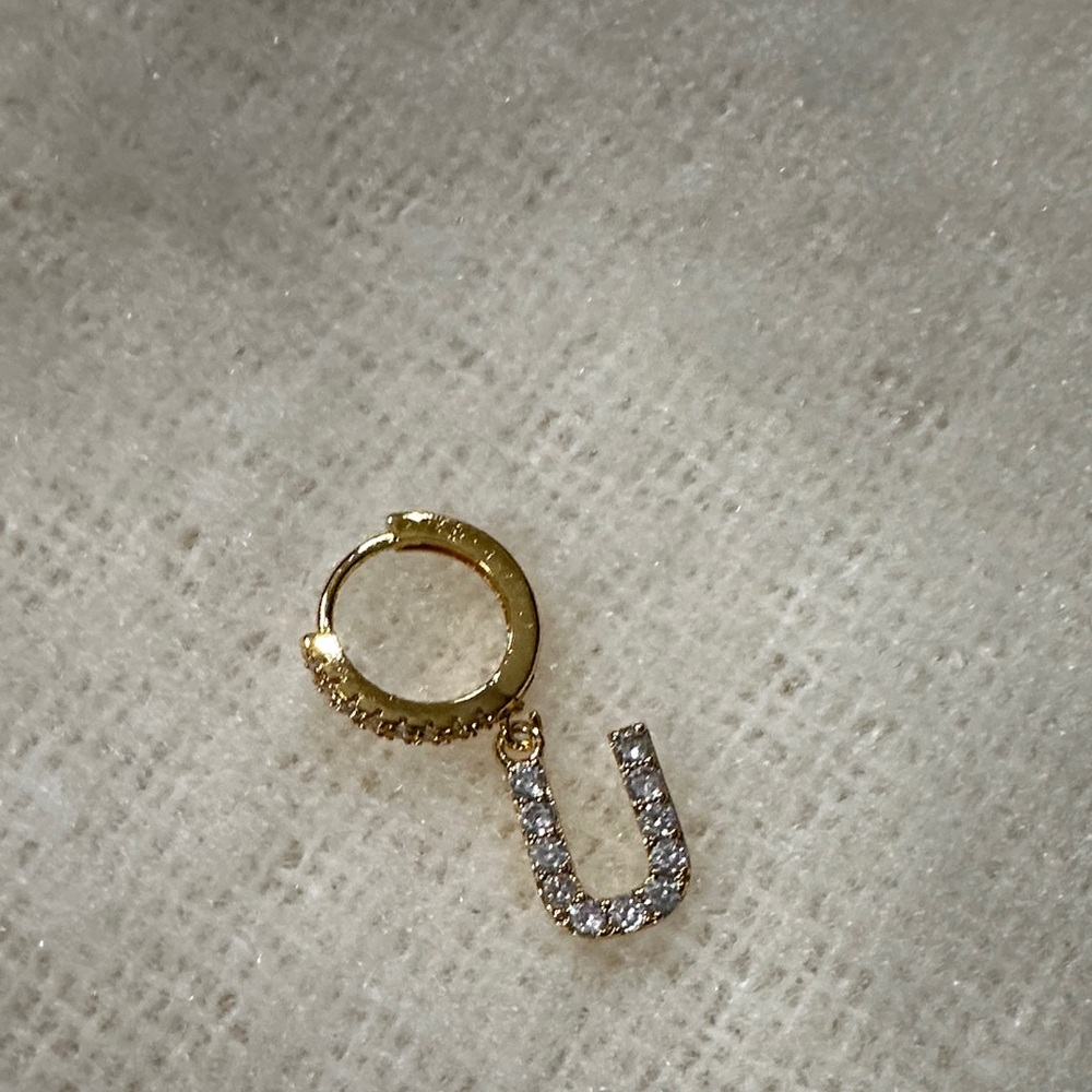 Gold and  Initial Hoop Earring